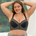 thumbnail image 4 of Zhaghmin Women'S Front Closure Bras Plus Size Support V Neck Wirefree Bralette Smoothing Back No Underwire Push Up Bra Large Breast Comfort Black 100E, 4 of 9