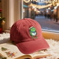 thumbnail image 3 of Christmas Hats for Men Women, Adjustable Embroidered Christmas Baseball Cap, Frog with Santa Hat Pattern (Red), 3 of 6