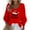 #0208-Red, variant on Uootdi Christmas Long Sleeve Shirts Gift for Women V Neck Christmas Printed 3/4 Sleeve Tshirts Tops Fashion Ladies Holiday Xmas T op
