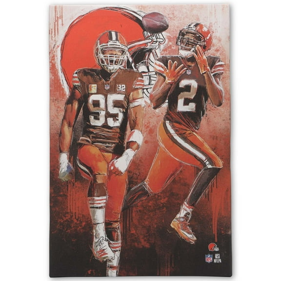 NFL Cleveland Browns Myles Garrett & Amari Cooper Painterly Graffiti Canvas Wall Decor for Man Cave, Office, or Game Room