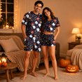thumbnail image 5 of Halloween Sleepwear, Halloween Couple Matching Pajamas Set, Black Ghost Pumpkin Candy Corn Short Sleeve Loungewear, Crop Top & Shorts Sleepwear, Soft Cozy Holiday Nightwear for Summer Home Wear, L, 5 of 6