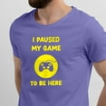 thumbnail image 2 of Greenyef Graphics I Paused My Game to Be Here Gamer Gift Funny Tee Men's T-Shirt Style-27 (Violet & Yellow, Medium), 2 of 6