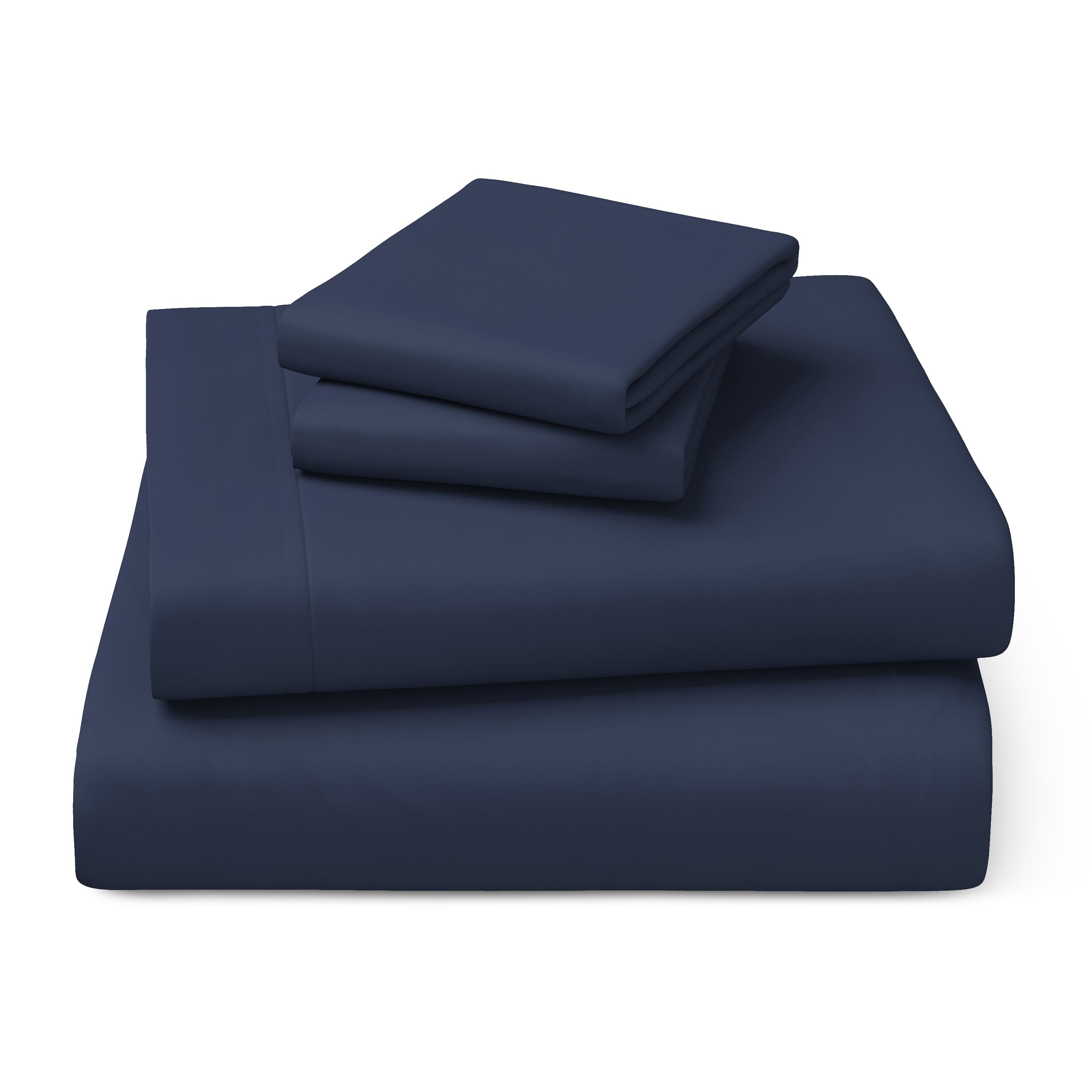 Mainstays Kids Microfiber Bed Sheet Set, Full, Dark Blue, 4 Pieces