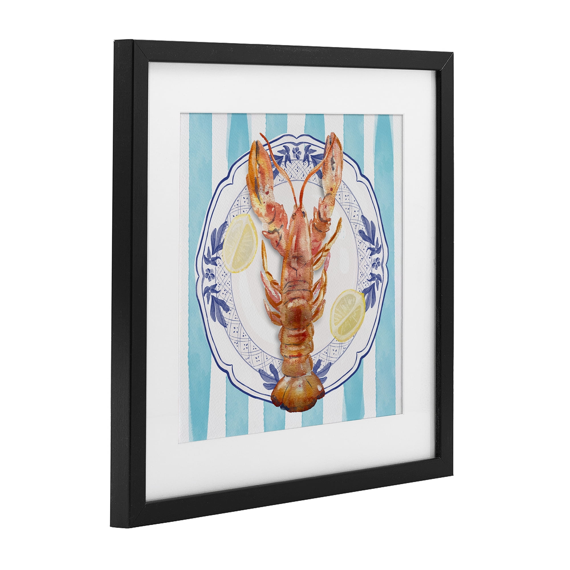 Stupell Industries Lobster Seafood Plate Black Framed Print Under Glass, design by Christie Adams