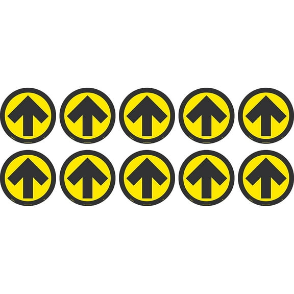 National Marker TexWalk Floor Decal Arrow 8" x 8" Yellow/Black 10 (WFS84TXYL10)