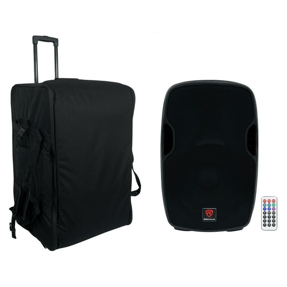 Rockville BPA15 15" Powered 800w DJ PA Speaker w Bluetooth Rolling Travel Bag