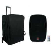 Rockville BPA15 15" Powered 800w DJ PA Speaker w Bluetooth+Rolling Travel Bag