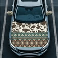 thumbnail image 3 of Yuyamidu Aztec Car Hood Cover Brown Cow Print Side Mirror Covers for Cars Sedans 1 Car Front Hood Cover Protector 2 Auto Side View Mirror Covers Fashion Car Exterior Accessory, 3 of 7