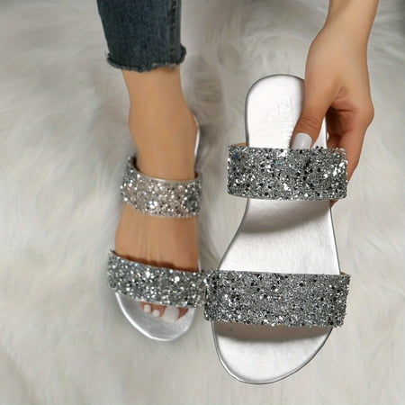 

Chic Women s Sequin Slide Sandals - Lightweight & Comfortable Perfect for Beach and Summer Casual Wear