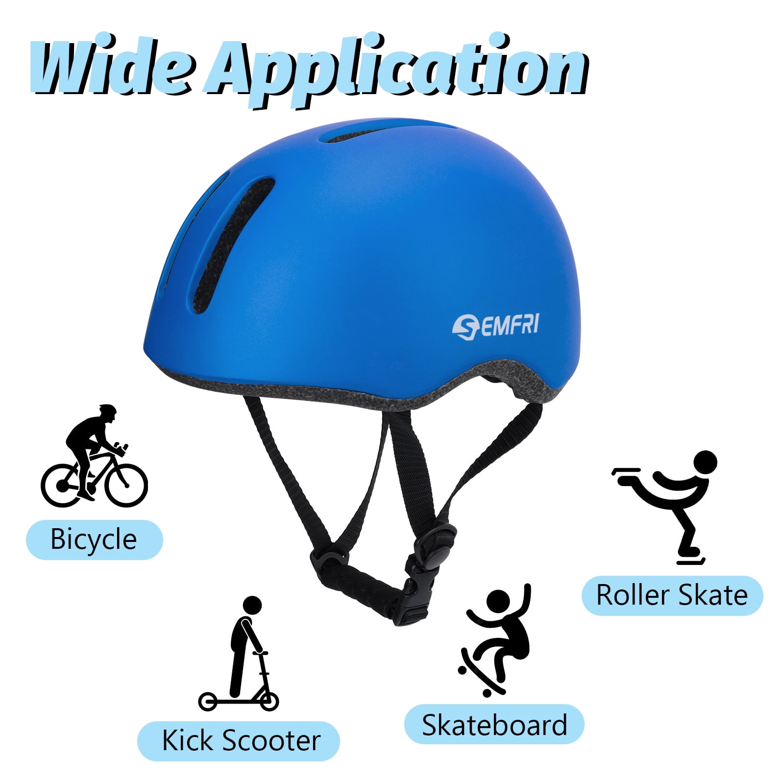 Semfri Adult Bike Helmet Skateboard Road Cycling Helmet Suitable Multi-Sport Scooter Skating Bicycle Medium Size for Men Women Blue