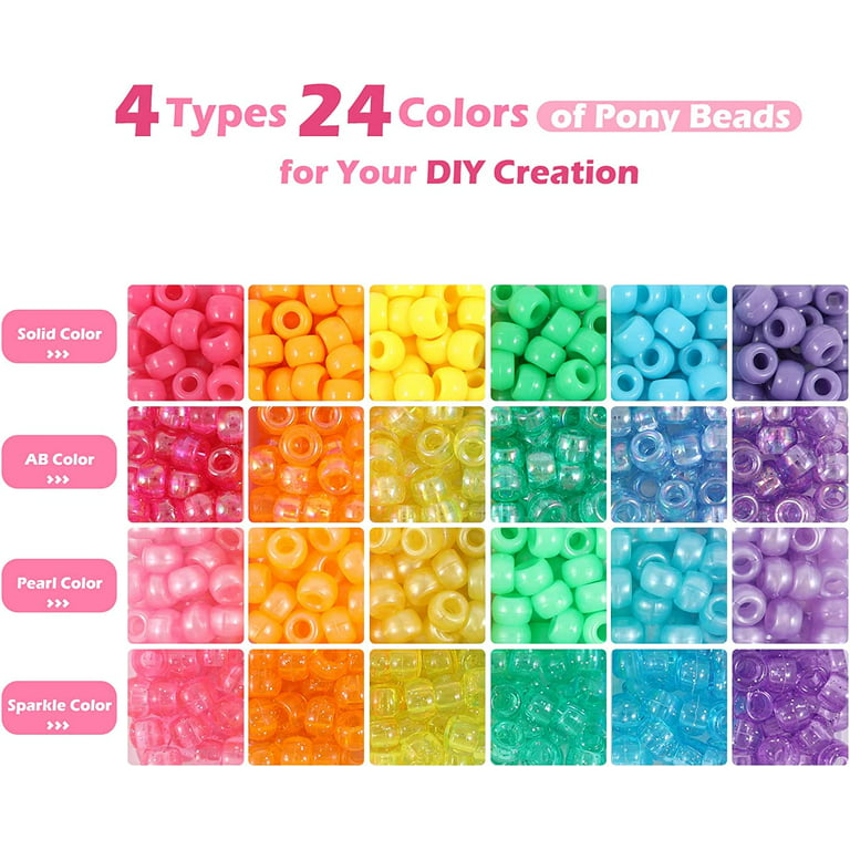 4700Pcs, 72 Colors Pony Beads Rainbow Kandi Bead for Bracelets Making Kit,  3600P
