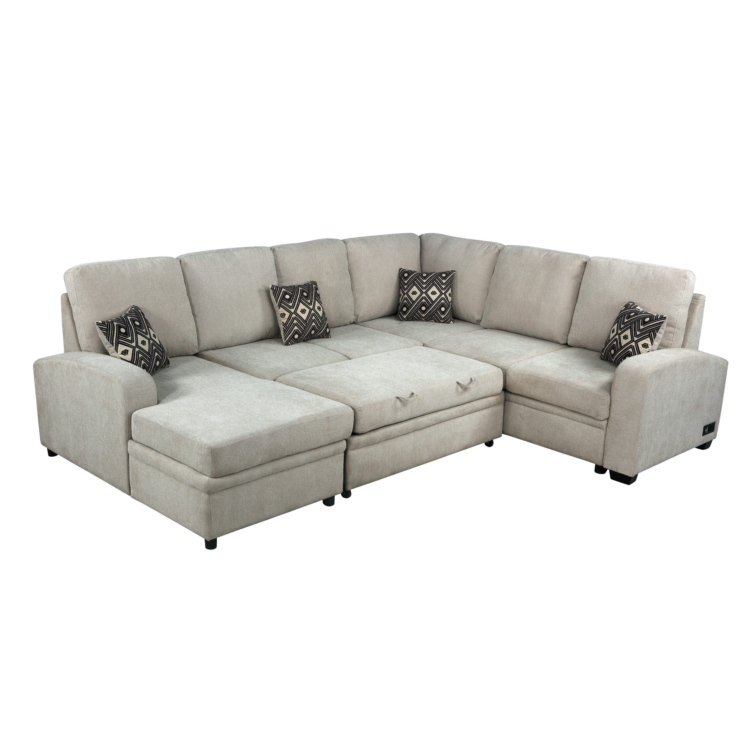 Serta Blair Multifunctional Indoor Sectional Sofa with USB & Power, Beige - image 4 of 11