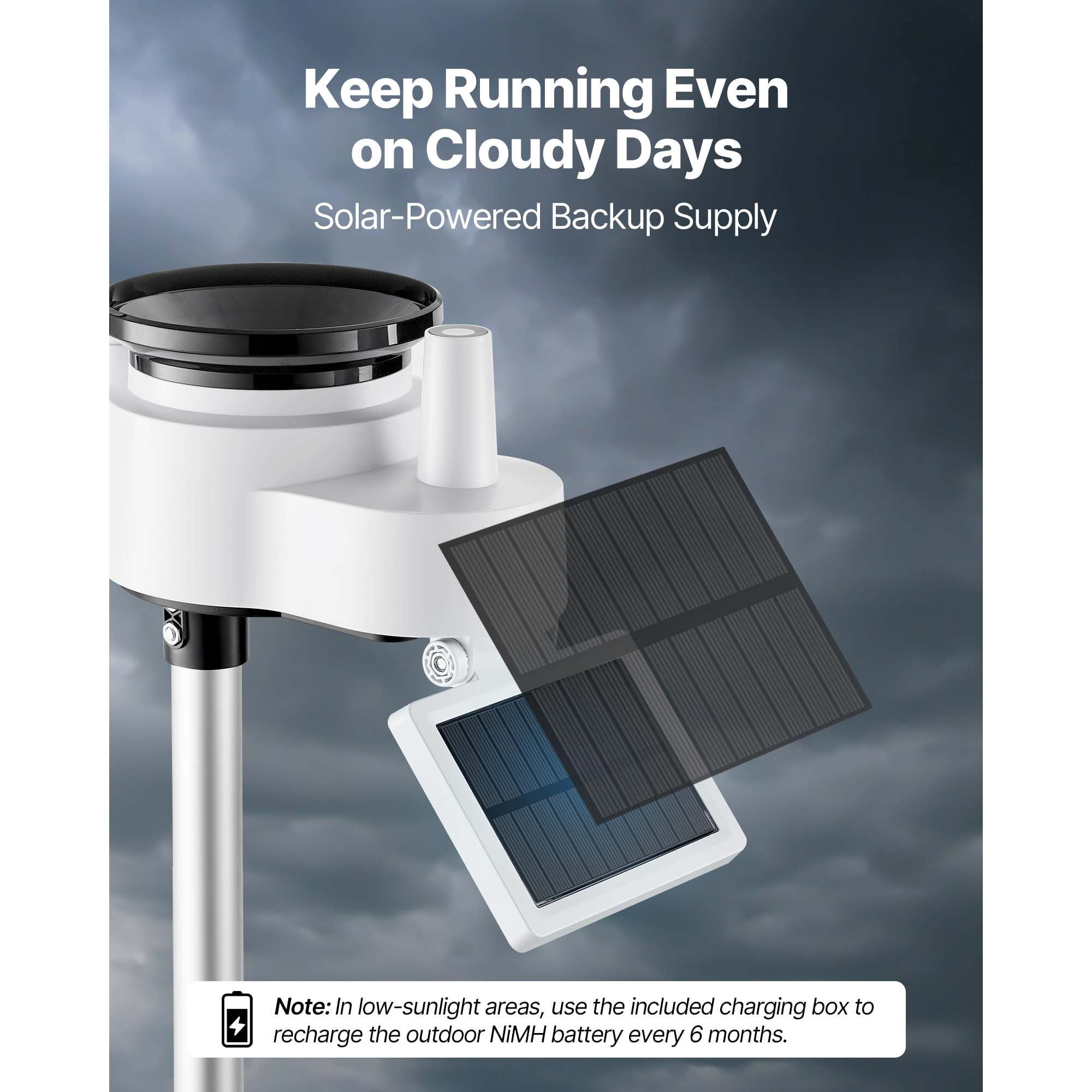 Dranite 7-in-1 Wireless Wi-Fi Weather Station with 7.5-Inch VA Display, Solar-Powered Outdoor Sensor, Rain Gauge, Wind Speed, Temp/Humidity Monitor, APP Forecast for Indoor & Outdoor Use
