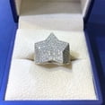 thumbnail image 2 of Silver & Stone Jewels 2.80 Ct Round Cut Cubic Zirconia Pinky Men STAR Ring 14K White Gold Plated, 2 of 4