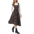 thumbnail image 4 of INSPIRE CHIC Plaid Overall Dress for Women's Vintage Sleeveless A-Line Pinafore Dress L Dark Blue, 4 of 6
