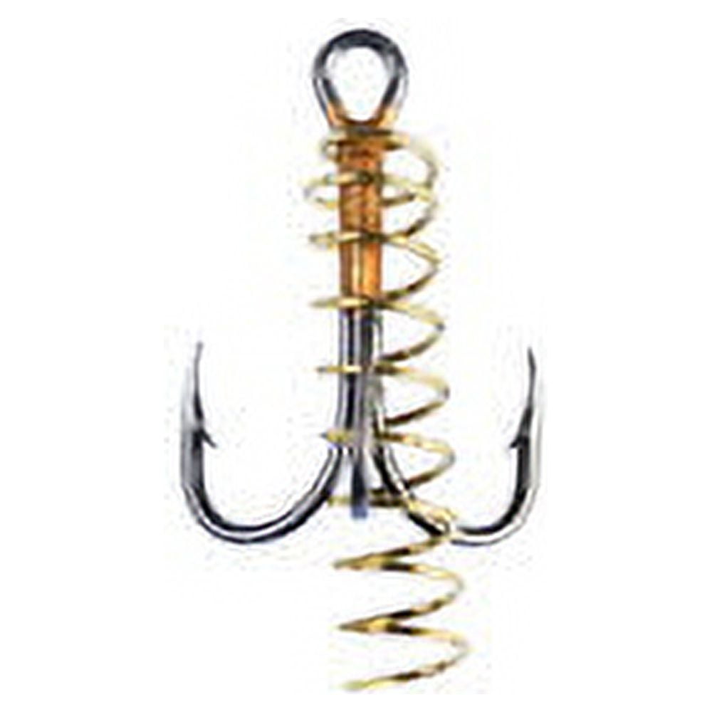 (2 pack) Eagle Claw 2X Treble Soft Bait with Spring Fishing Hooks, Bronze, Size 4, 3 Pack