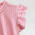 thumbnail image 4 of yillto Girls Ribbed Shirts Ruffle Sleeve Lightweight Knit Summer Cute Tops Round Neck Plain Tshirts, 4 of 6