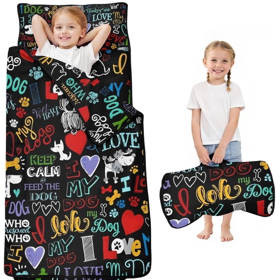 I Love My Dogs Art Toddler Nap Mats for Kids Preschool,Sleeping Mat Bag or Kids,Toddler Sleeping Bag,Toddler Nap Mat or Daycare