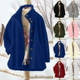 thumbnail image 2 of Pisexur Vestes pour Femmes en Polaire Double Face à Boutons Automne Longues Vestes pour Femmes 2025 Col Montant Manches Longues Vêtements d'Extérieur pour Femmes Couleur Unie Vêtements Amples pour Femmes P-2TG Blanc, 2 of 6