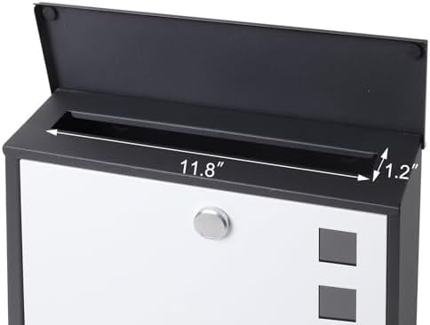 Locking Mailbox Wall Mounted Vertical–  mailboxes with Key Lock and Newspaper Compartment, Key Lock Drop Box Large Capacity, 14.3 x 3.8 x 11.8 Inch, White，SM-HPB911WN
