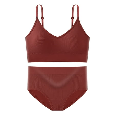 

Yubnlvae Underwear Set For Women 2 Piece V Neck With Padded Bra Sling Lingerie Vest And Pack Big Triangle Square Panty Set