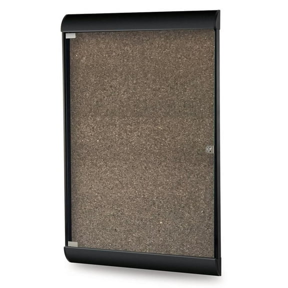 Ghent's Wood 4' x 2' 1 Door Enclosed Bulletin Board with Black Trim in Chocolate