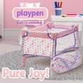 thumbnail image 3 of Dolls To Play Baby Doll Nursery Playset 4-Piece Set Bed Carrier High Chair Rocking Seat for 12-18 Inch Dolls, Kids Role Play Toy Purple, 3 of 8