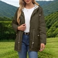 thumbnail image 5 of Smsaxvxz Plus Size Rain Jacket for Women Casual Striped Lined Hooded Lightweight Raincoat Outdoor Waterproof Windbreaker Army Green 4XL, 5 of 10