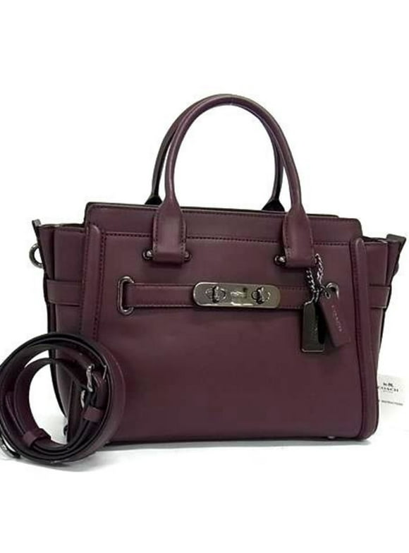 Pre-Owned COACH SWAGGER 55496 Bordeaux Leather Women's Crossbody Handbag (Good)