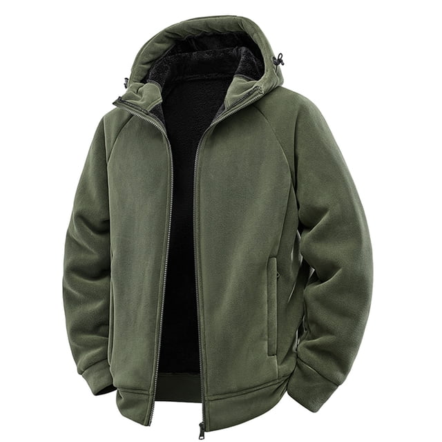 Lovzfmll Veste en Molleton pour Femmes à Capuche Doublée en Peluche, Fermeture Éclair, Vert Armée, m