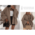 thumbnail image 3 of Women's Winter Button Down Cardigan Sweaters Mock Neck Lantern Long Sleeve Chunky Knit Jacket Trendy Outerwear, 3 of 6