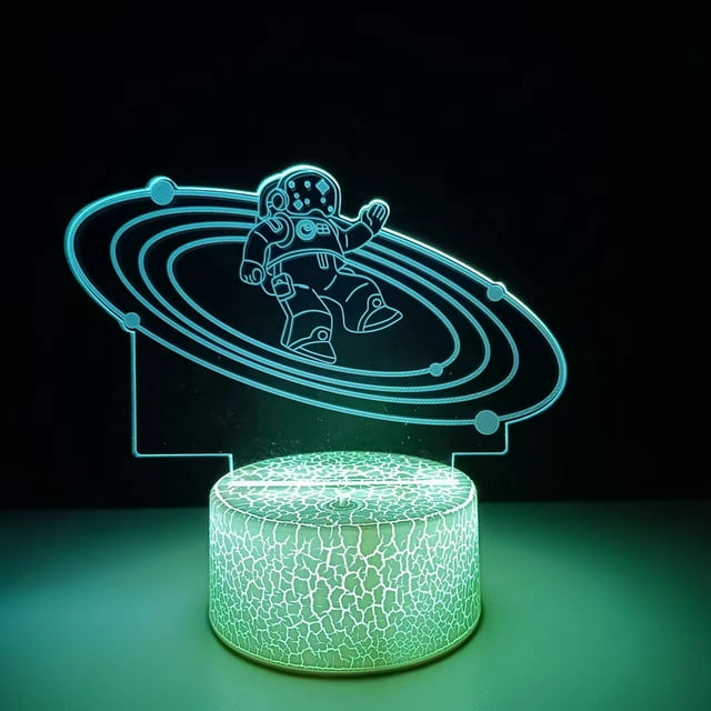 Luz nocturna LED 3D para astronautas que cambian de color para niños
