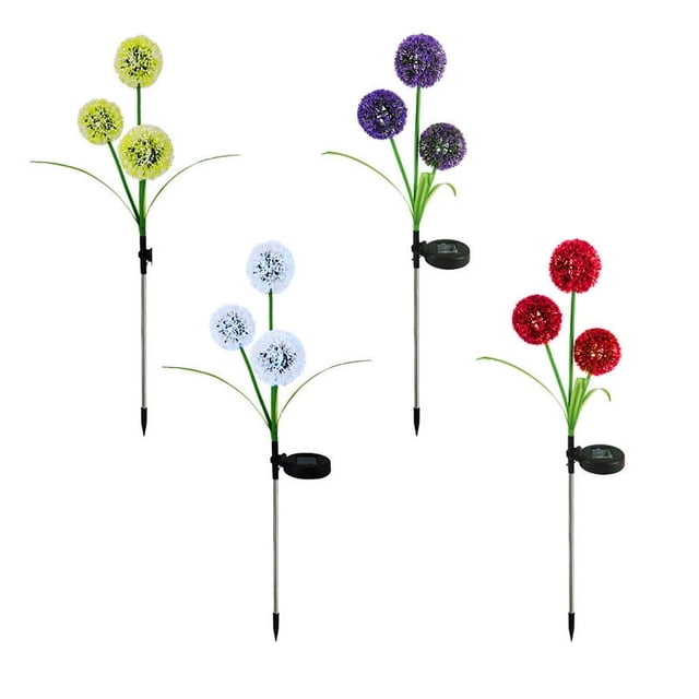 Lámpara solar enchufable de diente de león para exteriores, impermeable, luminosa, simulación de cebolla de tres cabezas, decoración de jardín, lámpara de césped
