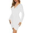 thumbnail image 2 of Sngxgn Women's Dress Long Sleeve Crewneck Dress(White,XXL), 2 of 8