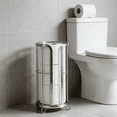 thumbnail image 6 of stusgo Freestanding Toilet Paper Holder with Storage, Modern Toilet Paper Storage Stand & Bathroom Toilet Paper Holder Stand, Holds Large Rolls（Silver）, 6 of 7