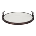 thumbnail image 3 of Kate and Laurel Marbury Modern Round Marble Tray, 14 Inch Diameter, Bronze, Decorative White Marble Tray for Display and Storage, 3 of 8
