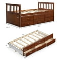 thumbnail image 4 of Giantex Twin Size Captain Bed w/3 Storage Drawers, Trundle Bed Wooden Bed Frame, Solid Wood Platform Guest Bed, Walnut, 4 of 8