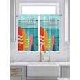thumbnail image 2 of Kitchen Curtains 54 Inches length, Surfboard Window Treatment Curtain Drapes, Summer Starfish Palm Leaf Wood Grain Blue Decorative Window Curtains for Bedroom Cafe, 52"x54", 2 Panels, 2 of 7