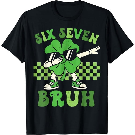 Six Seven 67 Meme St Patricks Lucky Irish Clover Dabbing Boys Girls T-Shirt, T-Shirt for Kids Youth, 180gsm, 100% Cotton