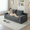 thumbnail image 3 of 73" Corduroy Deep Seat Single Sofa Bed, Foldable Sofa Bed with Pull-Out, Comfy Fabric Sleeper Couch with Storage for Small Spaces, Grey, 3 of 9