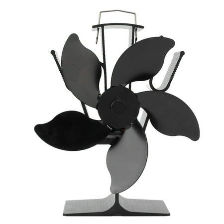

5 Blades Heat Powered Stove Fan Non Electric Self Starting Fireplace Fan High Temperature Resistant Energy Saving Fan Black