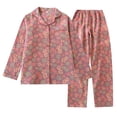 thumbnail image 2 of Pijama vintage de crepe teñido en hilo de algodón puro para mujer, estilo étnico, hilo de algodón de doble capa, primavera y otoño, fino, de mediana edad y mayores, 2 of 6