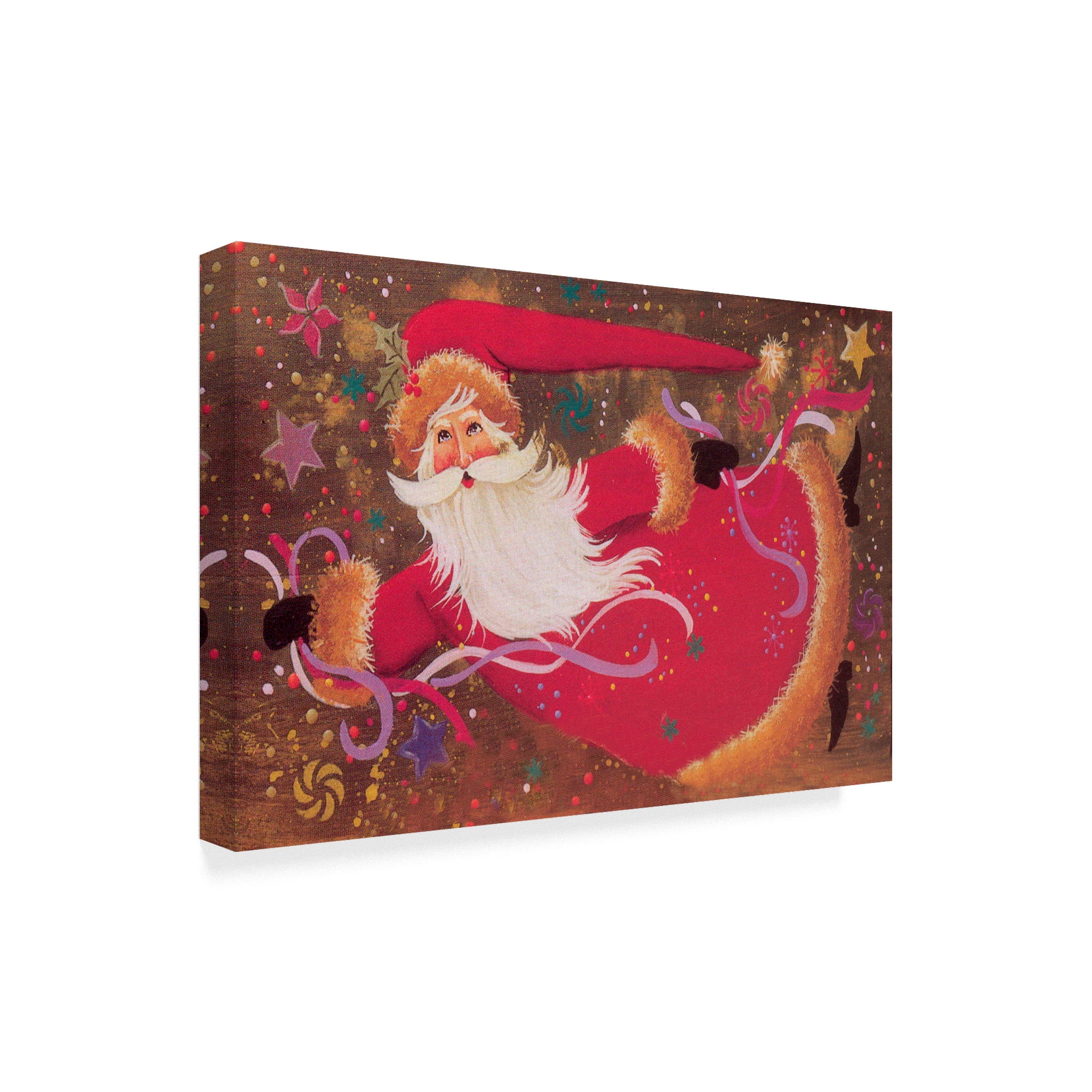 Trademark Fine Art 'Santa Flying With Ribbon' Canvas Art by Beverly Johnston