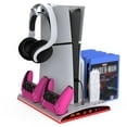 thumbnail image 1 of Support Vertical pour Ventilateur de Refroidissement pour PS5/PS5 Slim Édition Disque et Numérique avec 2 Stations de Recharge pour Manettes, Lumières DEL RVB, 13 Emplacements pour Jeux, Emplacement pour Télécommande Multimédia, Accessoires PS5, 1 of 8