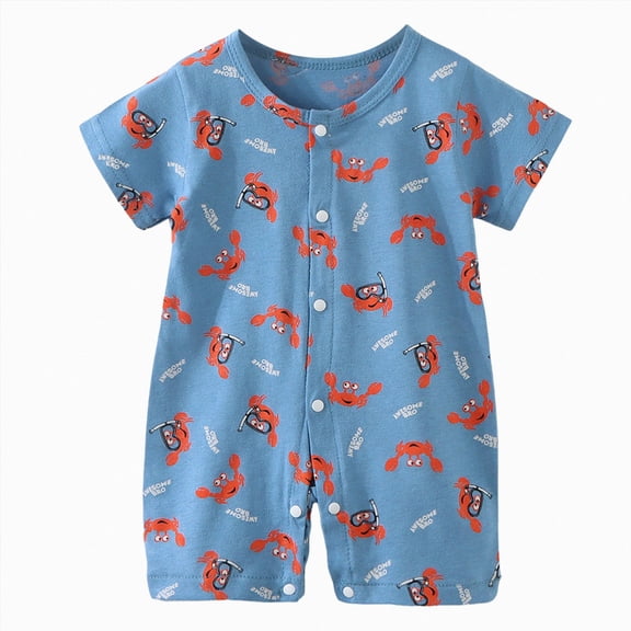 CAUYDY Baby Boys Bodysuit Spring Summer Infant Romper for Girls Preemie Short Sleeve Sleepers Unisex Newborn Pajamas 3 6 9 12 18 24 Months Sizes 6-12 Months,Sky Blue