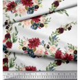 thumbnail image 3 of Soimoi White Heavy Satin Fabric Ranunculus & Penoy Floral Print Fabric Prints By the Yard 56 Inch Wide, 3 of 3