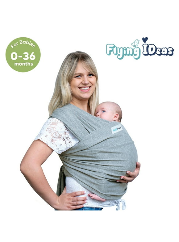 Flying Ideas Baby Wrap Carrier Breathable Baby Sling,Hands Free Baby Carrier for Infant Newborn Gray