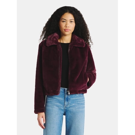 No Boundaries Faux Fur Jacket, Women's