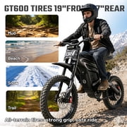 BIBUFF GT600 Electric Dirt Bike for Adults, 7500W Peak Motor 55MPH, 72V 30Ah Battery 80+ Miles Range, Full Suspension Hydraulic Brakes, 19/17 Tires, Off-Road e-Motorcycle UL2849