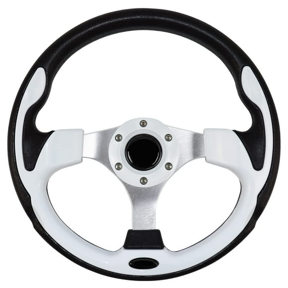 QYMOPAY 12.5 Inch Golf Cart Steering Wheel, Skid Steering Wheel, Universal Golf Cart for Club Car EZGO RXV and TXT, Yamaha, Precedent Tempo, DS(5156White)